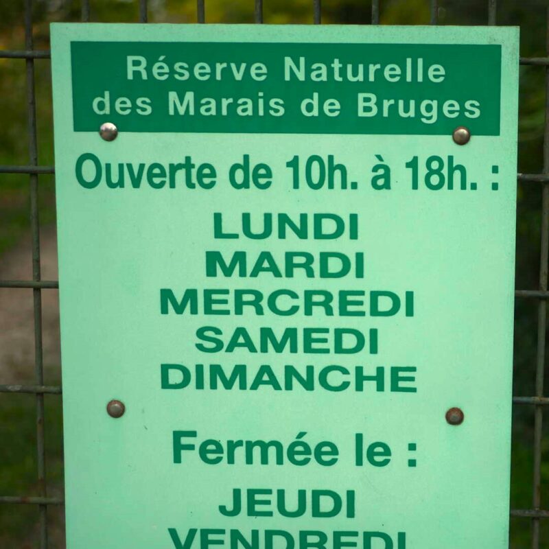 Réserve naturelle nationale des marais de Bruges horaires